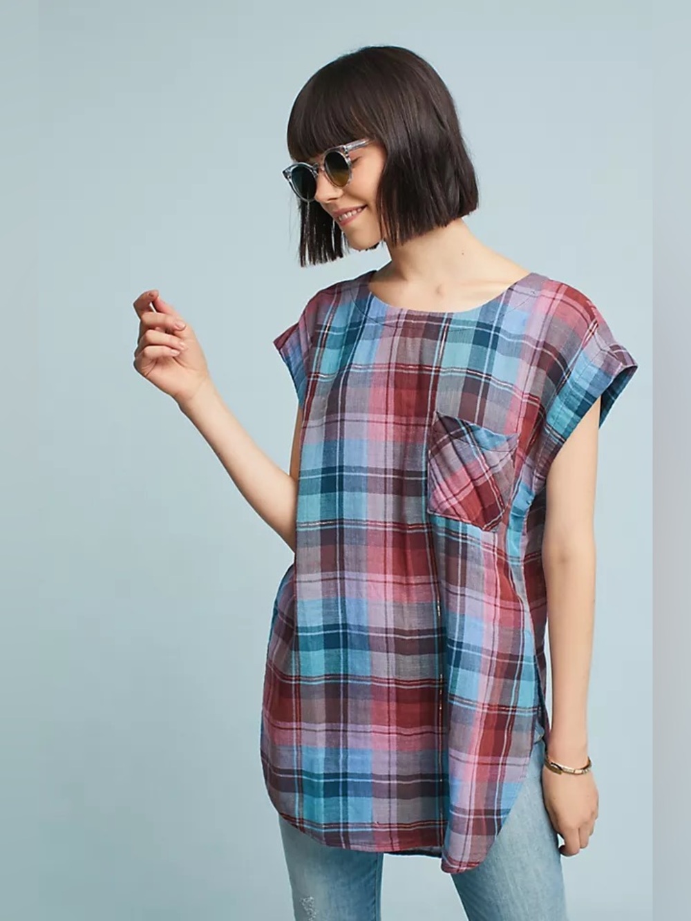 Anthropologie Akemi + Kim plaid tunic L